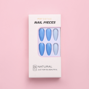 High Quality 24 Pcs Boxed Gradient Color Coffin Press On Nails Long Full Cover Matte French Artificial Nails False Nails